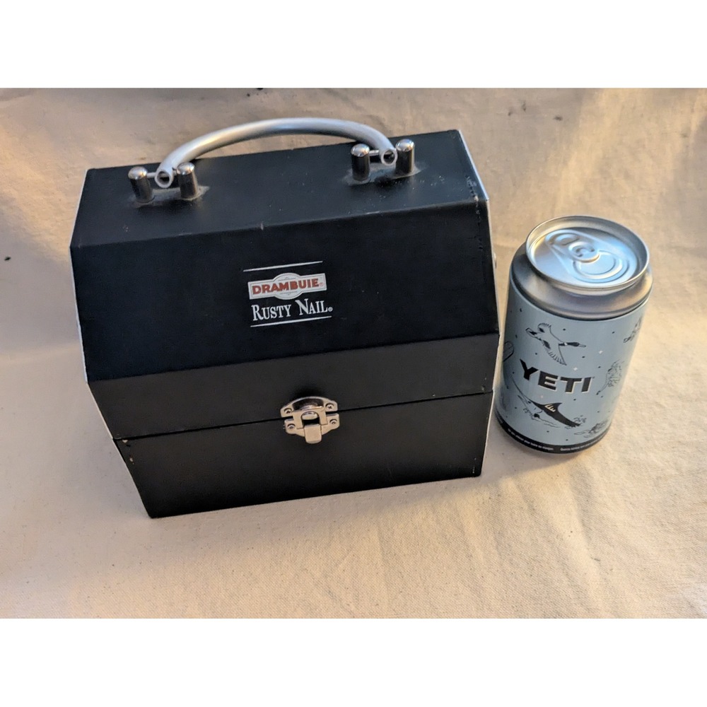 Vintage Drambuie Rusty Nail Bar Kit Box Toolbox Style Black Collectible